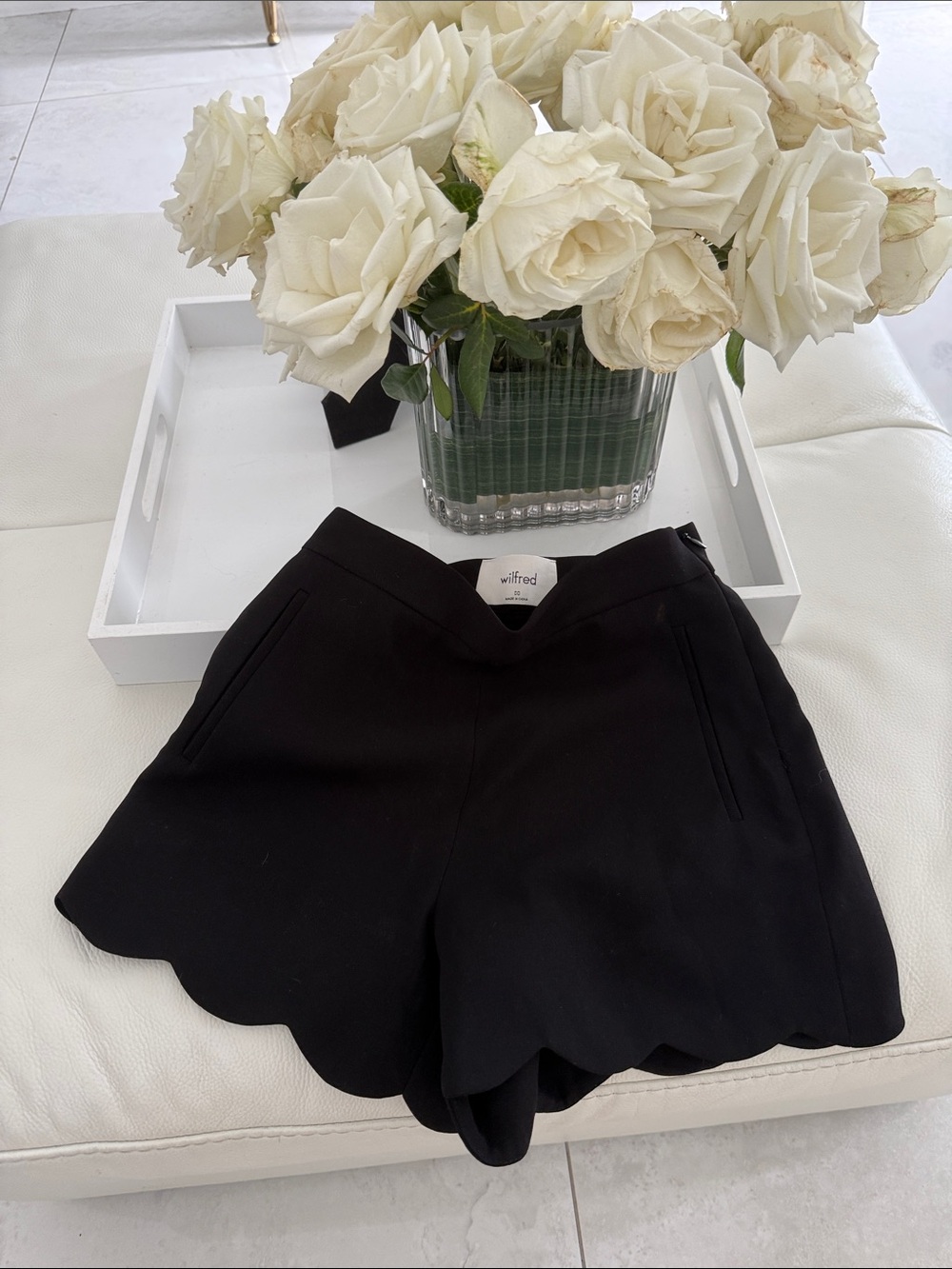 Wilfred Black Scallop Hem Shorts